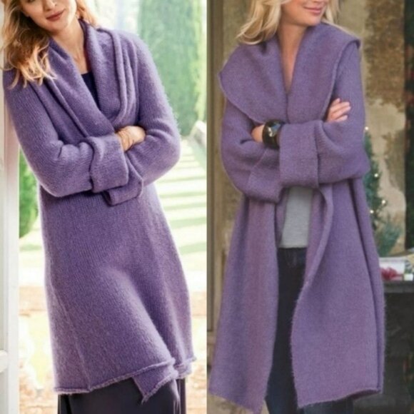 Soft Surroundings WOOL MOHAIR Blend Telluride Topper Duster Knit Cardigan LARGE‎ - Picture 1 of 16